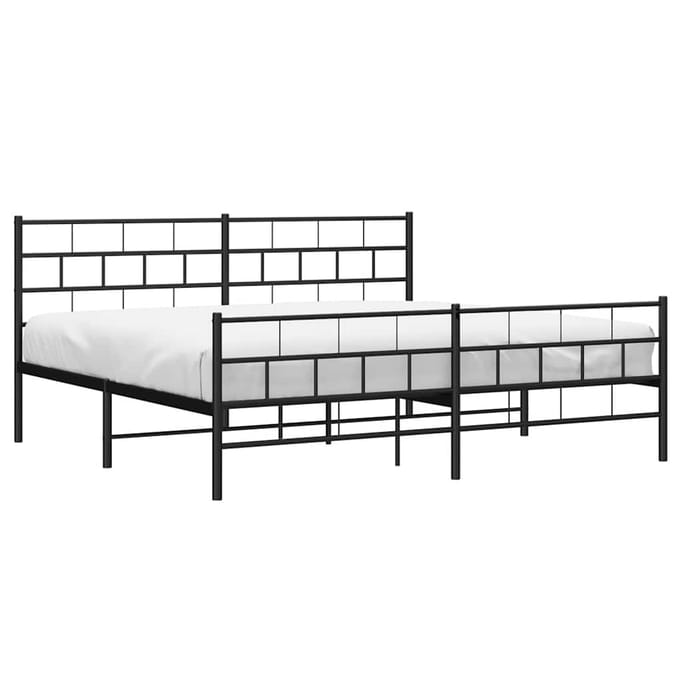vidaXL - Bedframe - met - hoofd- - en - voeteneinde - metaal - zwart - 193x203 - cm