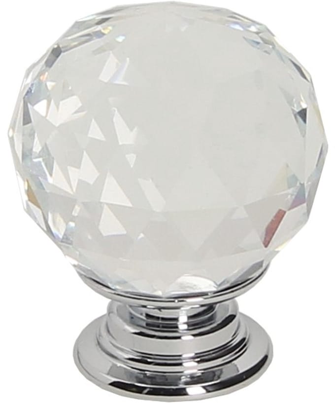 Gamet - Meubelknop - Kristallen Knop - Metaal Voet - 30mm