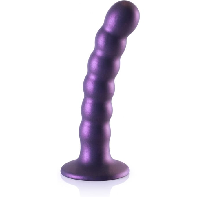 Ouch! by Shots Beaded siliconen G-Spot Dildo - 5'' / 13 cm - Metallic - Paars