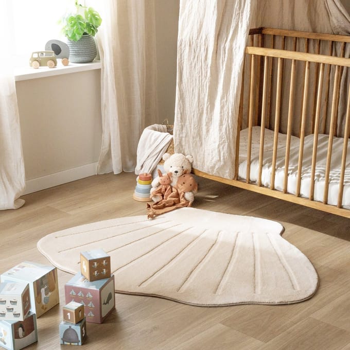 Little Olly Wasbaar kindervloerkleed - Coco Schelp Beige - 80x100cm
