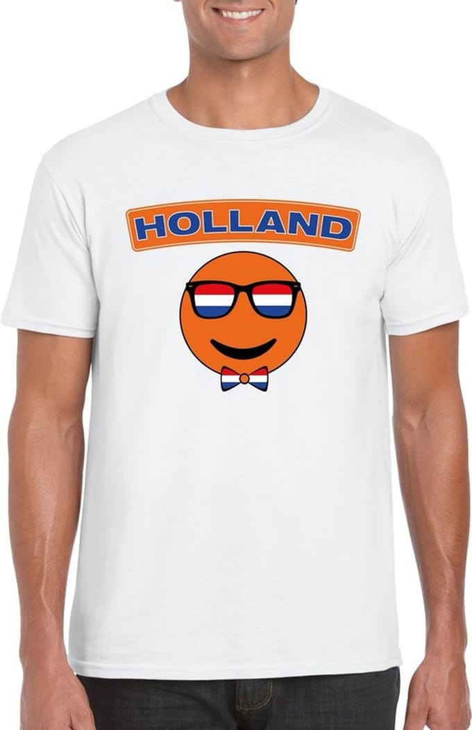 Holland coole Smile / Emoticon t-shirt wit heren M