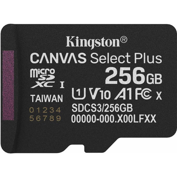 Kingston Canvas Select Plus Android A1 microSDXC Geheugenkaart, 256Gb, Klasse 10 / UHS-1 U1 SDCS3/256GBSP
