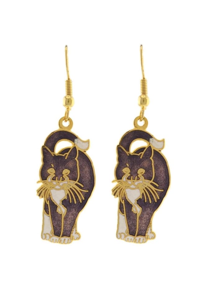 Behave - Oorhangers dames - kattenmotief - paars - 4,5 cm