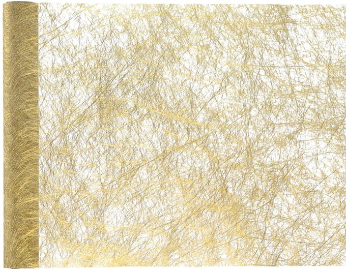 Santex Kerstdiner tafelloper op rol - 2x - metallic goud glans - 30 x 500 cm - polyester