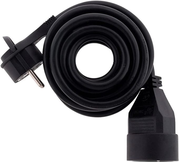 Zwarte 3 Meter Verlengkabel met Platte Stekker (16A, 2P+T, 3G1.5)
