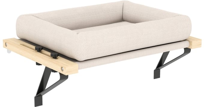Kattenhuis - Houder voor Ramen + Verwarming - Hout Frame + Kussen - Wit