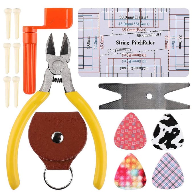 Kit d'accessoires pour réparation de guitare acoustique électrique, ukulélé, outil de nettoyage multicolore