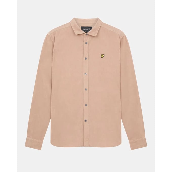 Lyle & Scott Corduroy Overhemd (Maat M) Heren - Zalm/Lichtbruin