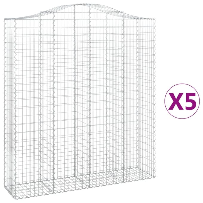 vidaXL - Schanskorven - 5 - st - gewelfd - 200x50x220/240 - cm - ijzer