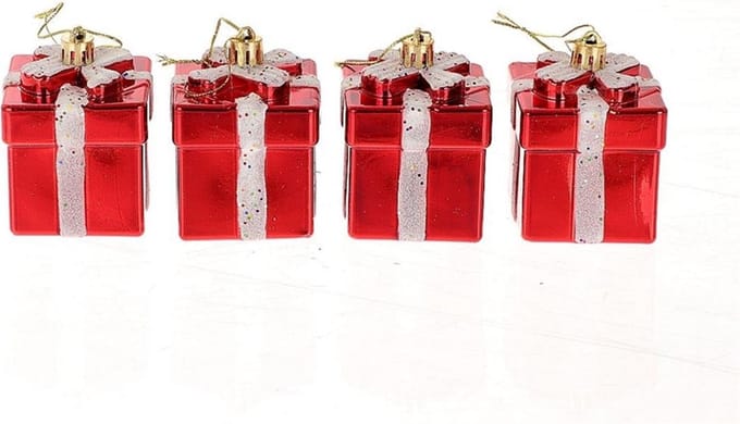 Hangdeco cadeautje set a 4 stuks rood