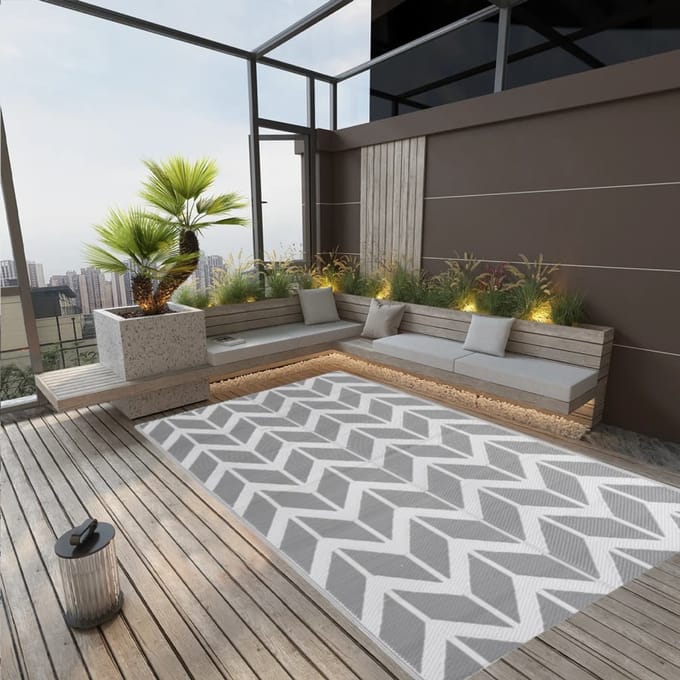 vidaXL Buitenkleed ARAKIL 190x290 cm polypropeen grijs