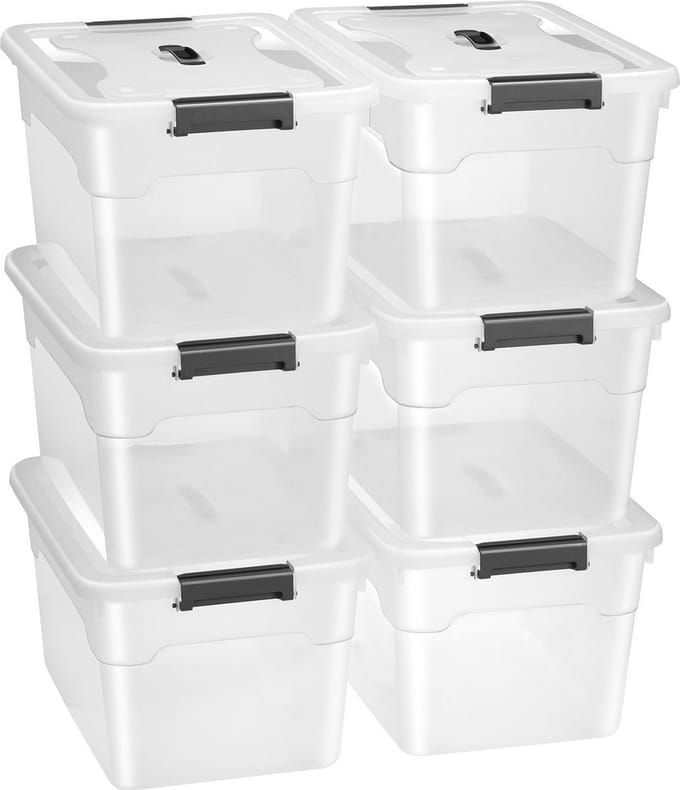 Opbergbox / Opslagdoos 30 L - Kunststof - 6-Delig - Incl. Deksel