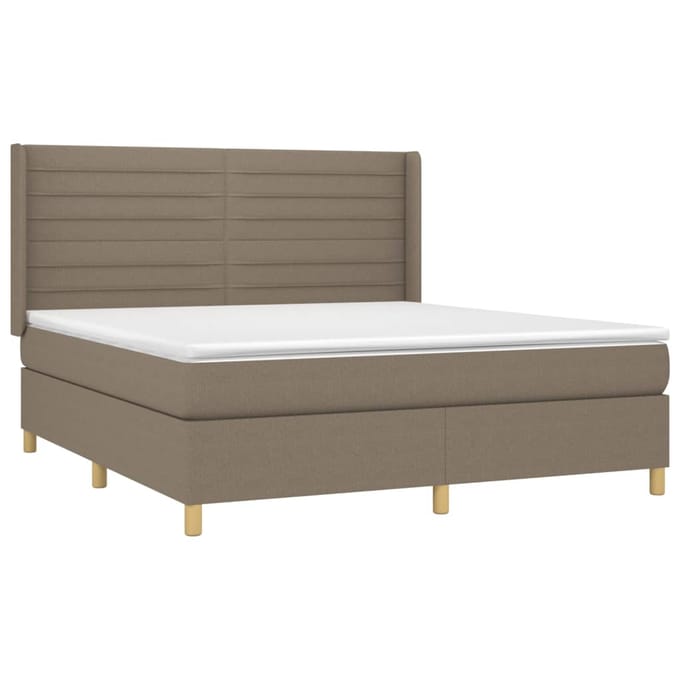 vidaXL - Boxspring - met - matras - stof - taupe - 180x200 - cm
