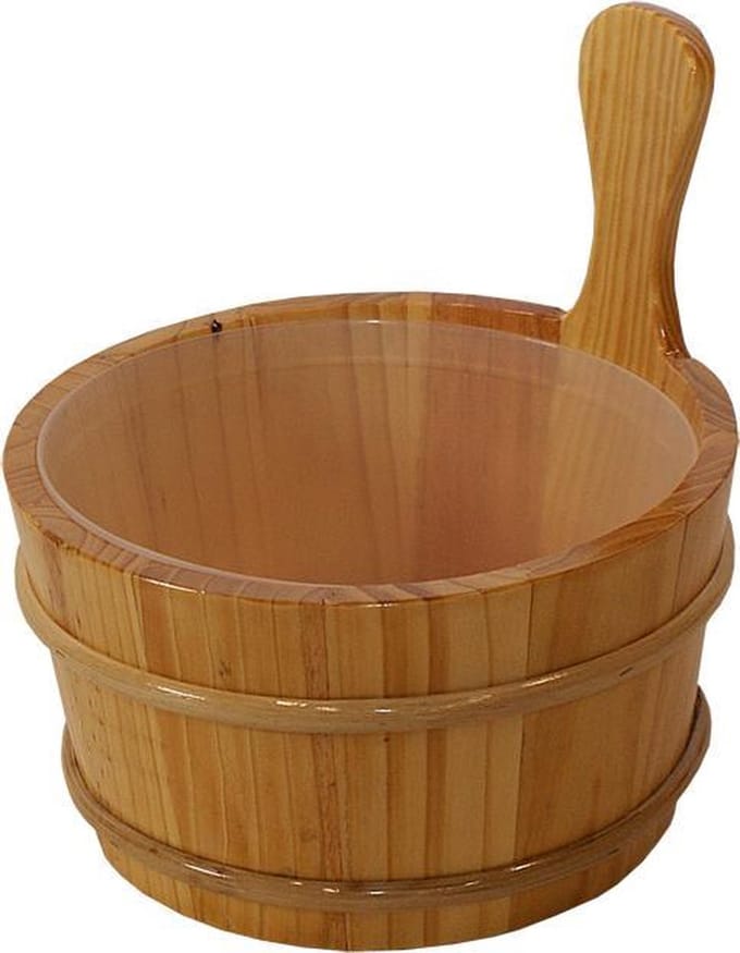 Saunia - Sauna emmer - houten emmer met plastic binnenbak - 4L