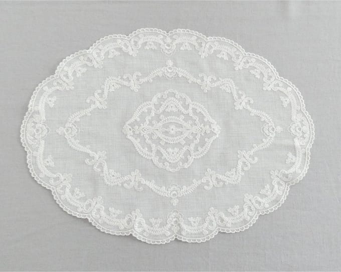 Placemat Set / Onderleggers | Mariette - Kantborduursel - Off-White - 38x50 cm - Set van 4