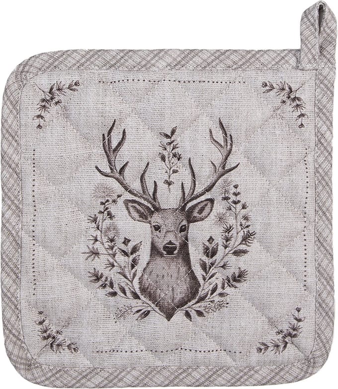 Clayre & Eef Pannenlap 20x20 cm Beige Katoen Hert