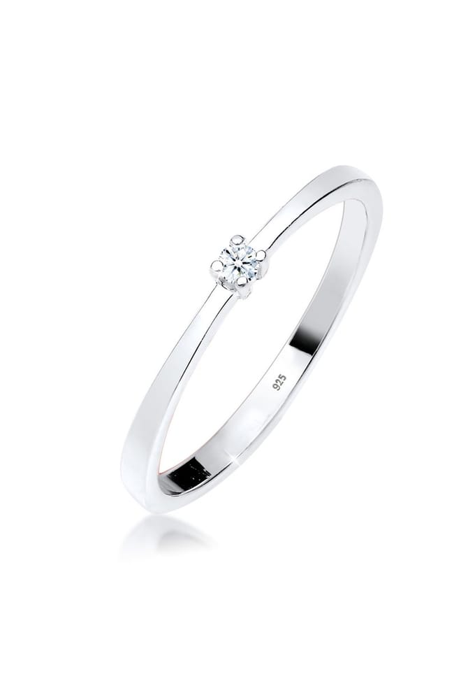 Elli PREMIUM - Ring - Dames Verlovingsring met Diamant (0,03 ct) in 925 Sterling Zilver - Dames