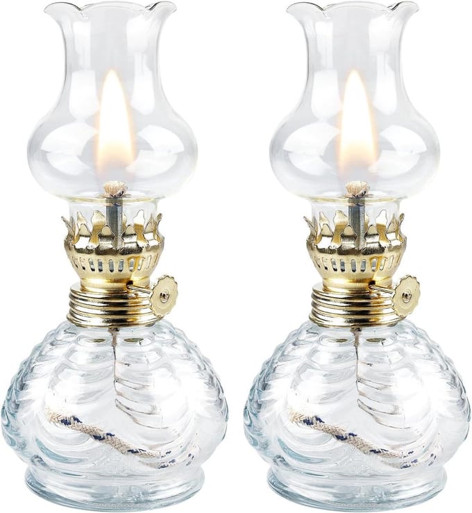 Petroleumlamp 2 stuks glazen olielampen retro nostalgie transparant helderheid instelbaar voor woonkamer eetkamer noodgevallen