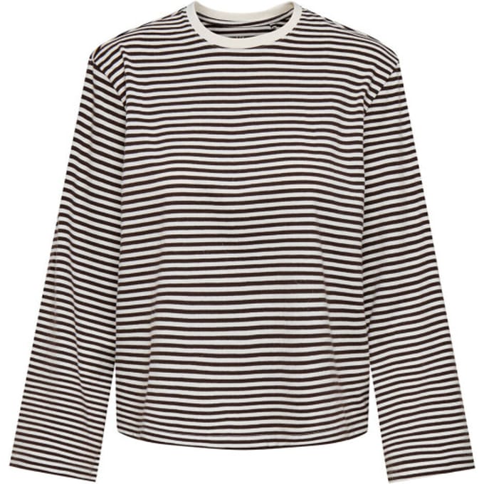Ony Onfreja Stripe S Wide Seeve Coffee Bean Stripes Coud Dancer | Bruin | Maat: L