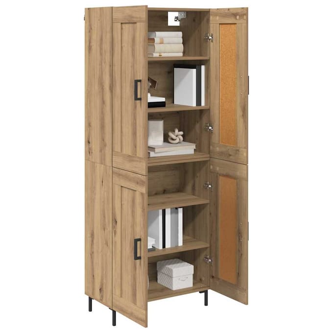 vidaXL - Highboard - 2 - st - Artisan - Eiken - 69,5 - x - 34 - x - 180 - cm - Bewerkt - hout