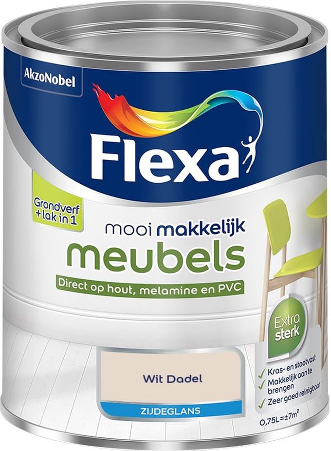 Flexa - Mooi Makkelijk Meubels Zijdeglans - Wit Dadel - Mengverf - 750 Ml
