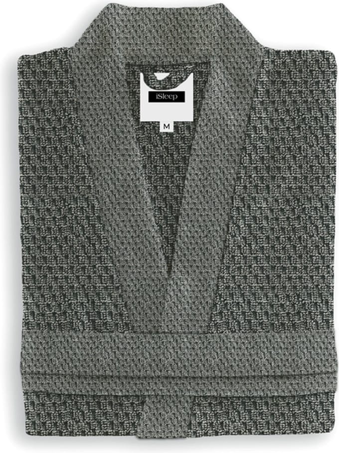 iSleep Badjas Grant - 100% Katoen - Unisex - Maat L - Classic Anthracite
