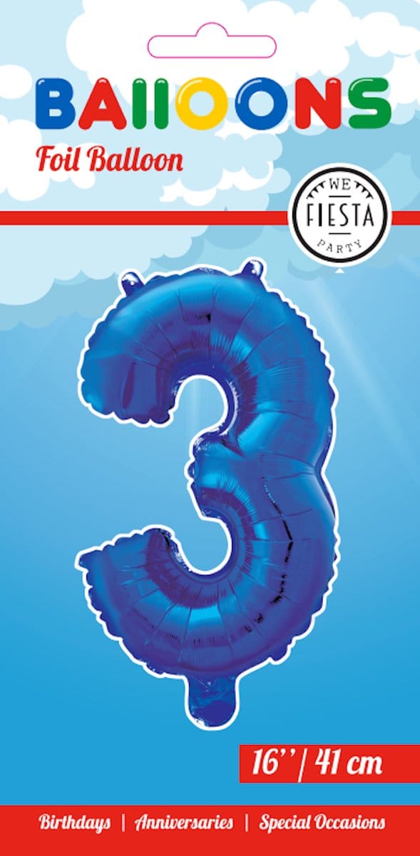 Folieballon 16" nmr. 3 - Blauw