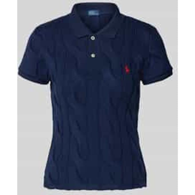 Regular fit poloshirt met kabelpatroon en logostitching