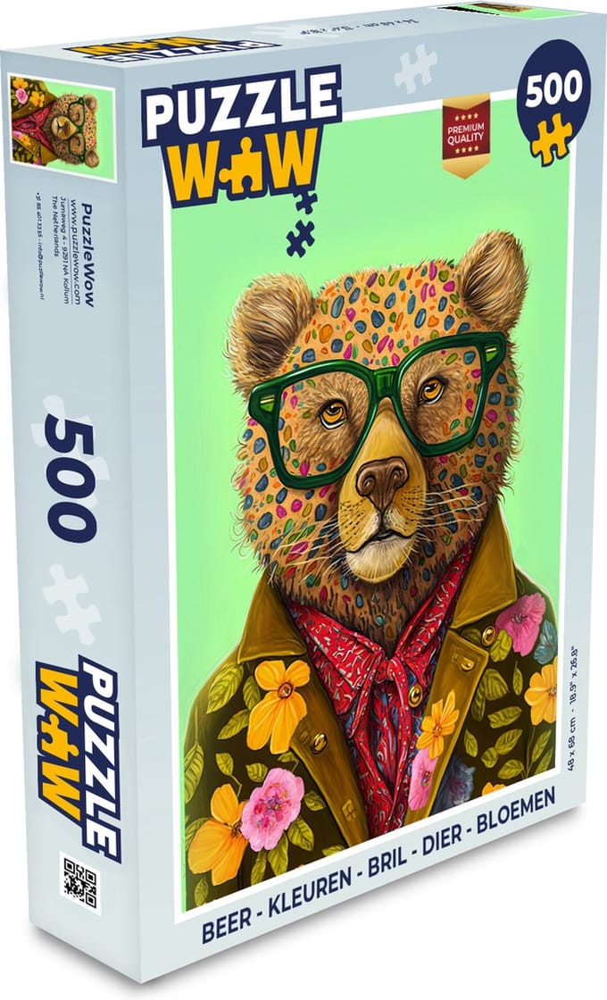 Puzzel Beer - Kleuren - Bril - Dier - Bloemen - Legpuzzel - Puzzel 500 stukjes