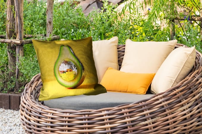 Buitenkussen Weerbestendig - Avocado - Discobal - Geel - Glitter - 50x50 cm