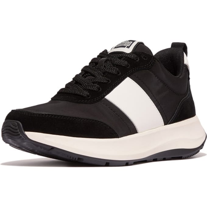 FitFlop F-Mode Flow Sneaker - Nylon & Suede Mix ZWART - Maat 43