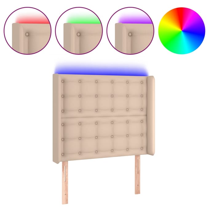 vidaXL - Hoofdbord - LED - 83x16x118/128 - cm - kunstleer - cappuccinokleurig