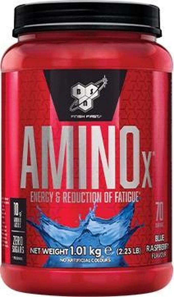 BSN Amino X – BCAA Poeder – Blue Raspberry - Aminozuren Compleet - Suikervrij – 70 doseringen (1015 gram)
