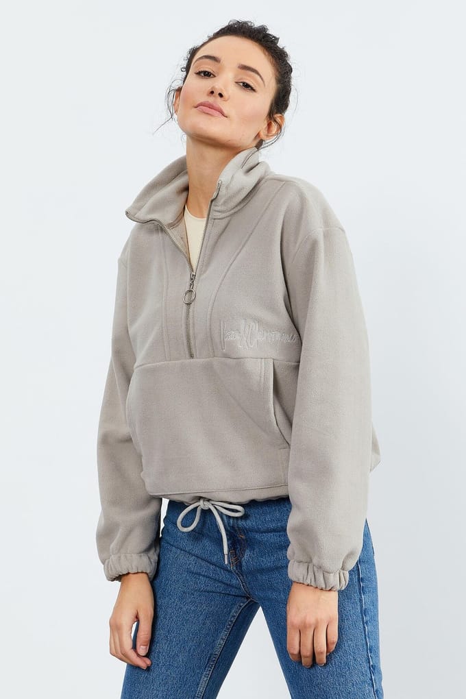 Oversized Half-zip Pluche Sweatshirt
