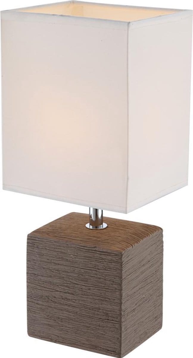 Tafellamp - Wit / Bruin - Keramiek - E14 fitting | Leiden
