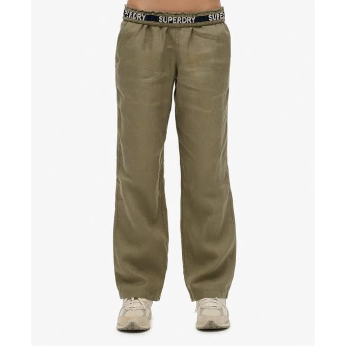 Superdry - Linnen broek met trekkoord - Dames - Broeken