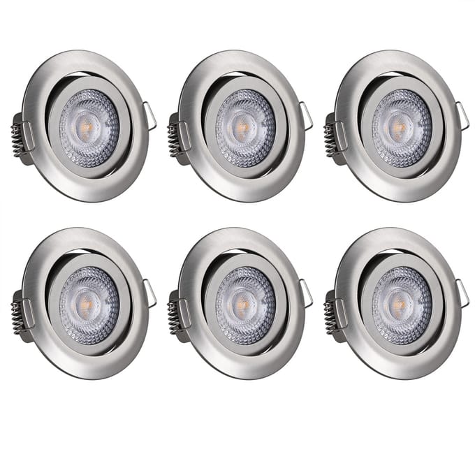 Monzana Spotjes Krog - 6 Stuks LED Dimbaar Draaibaar - Zilver