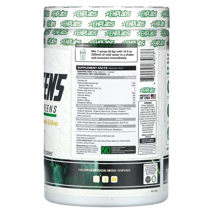 EHPlabs, OxyGreens, Dagelijkse Super Groente, Passievrucht, 252 g (8,9 oz)