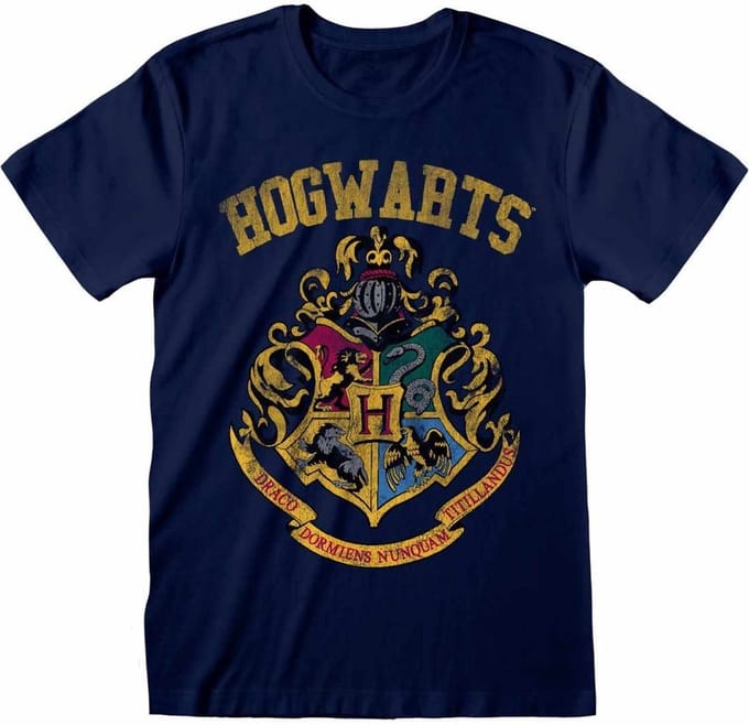 Harry Potter - Hogwarts Faded Crest T- Shirt X Large