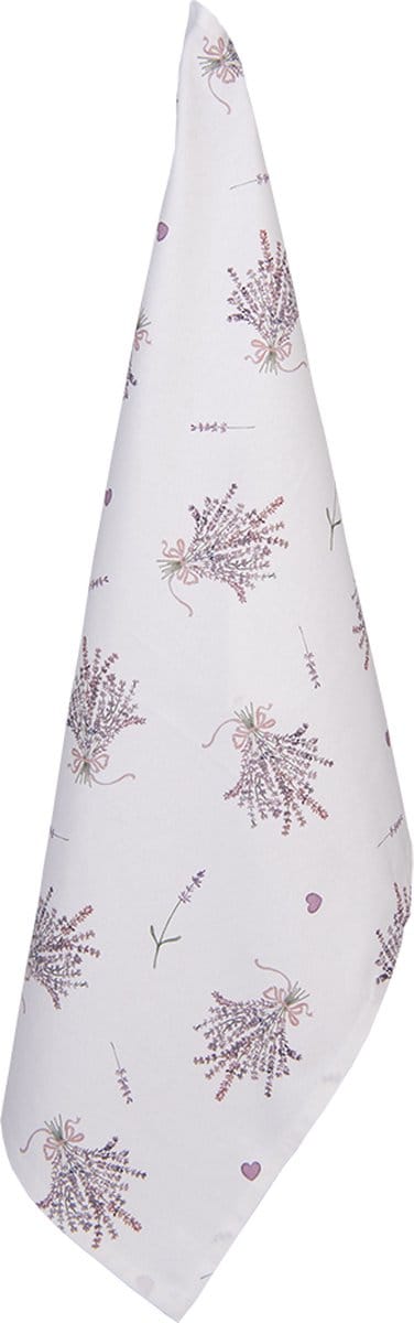 Clayre & Eef Theedoek 50x70 cm Paars Wit Katoen Lavendel