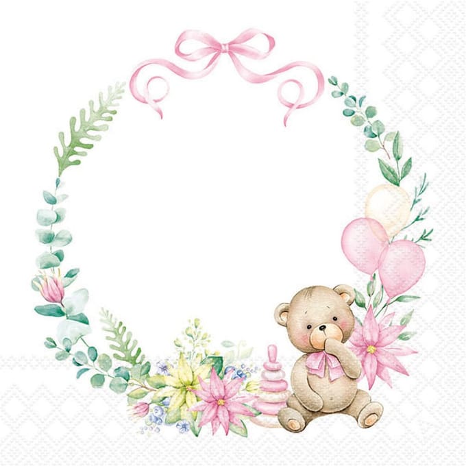 Ambiente Lunch servetten - Baby teddy bear pink