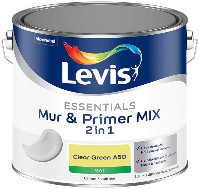 Levis - Essentials Mur & Primer Mix - Clear Green A50 - Mengverf - 2,5 L