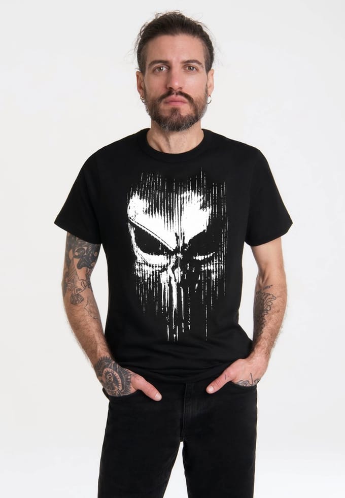 Logoshirt T-Shirt Marvel - Punisher Striped Skull