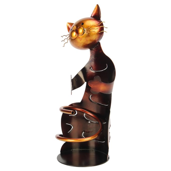 Katten Wijnrek Metaal Decoratief Katvormig Wijnfleshouder Standaard Wijnfleshouder Sculptuur voor black
