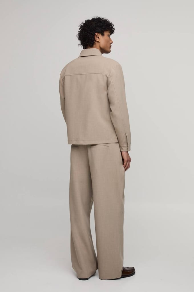 Getailleerd Regular Fit Zip-up Co-ord Overshirt | Taupe | Size XL