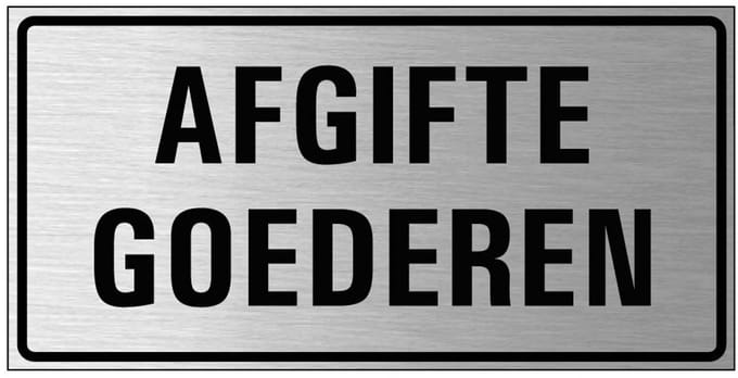 Afgifte goederen bord, geborsteld aluminium 400 x 200 mm