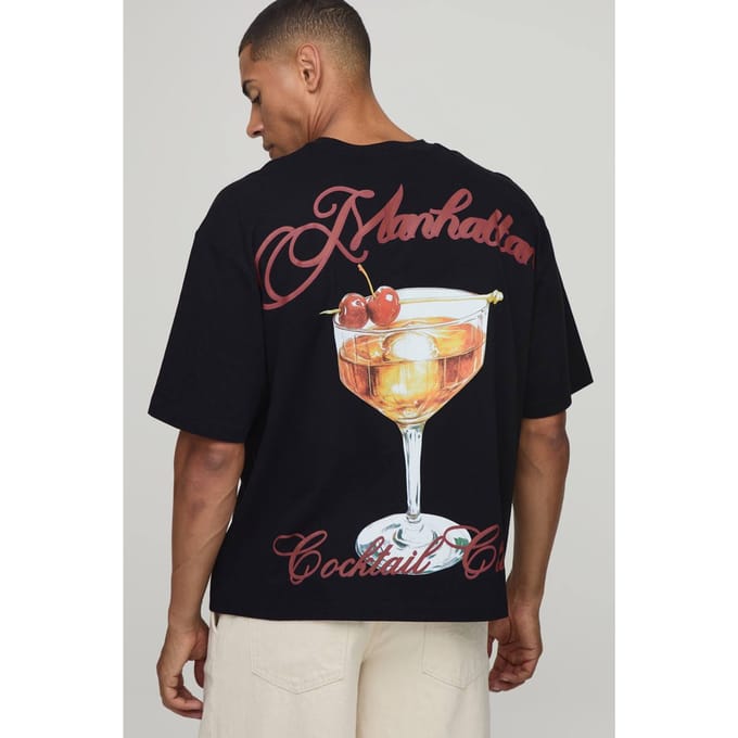 Oversized T-shirt Met Manhattan-print | Black | Size Medium