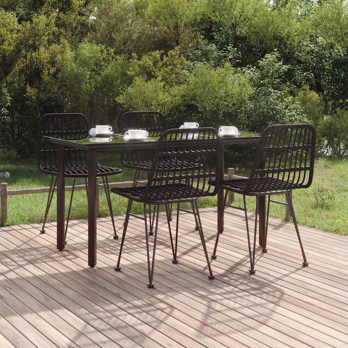 vidaXL - 5-delige - Tuinset - poly - rattan - zwart