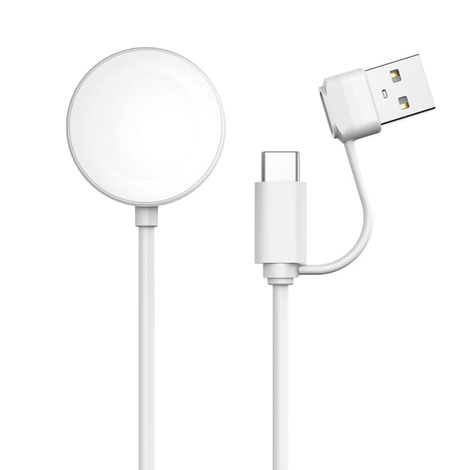 imoshion Draadloze Oplader - Geschikt voor Apple Watch - 2-in-1 USB-A & USB-C - 0,5 meter