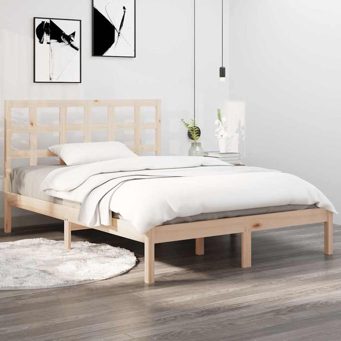 vidaXL - Bedframe - massief - hout - 135x190 - cm
